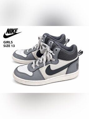 Nike Court Borough Mid Sneakers Gray/White Size 7Y Athletic Shoes